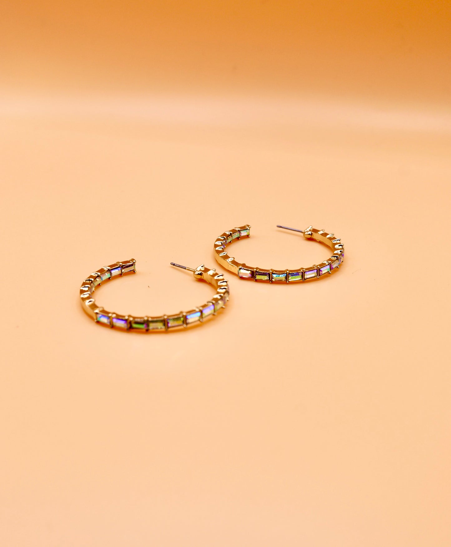 "Ella" Iridescent stone hoop - Gold