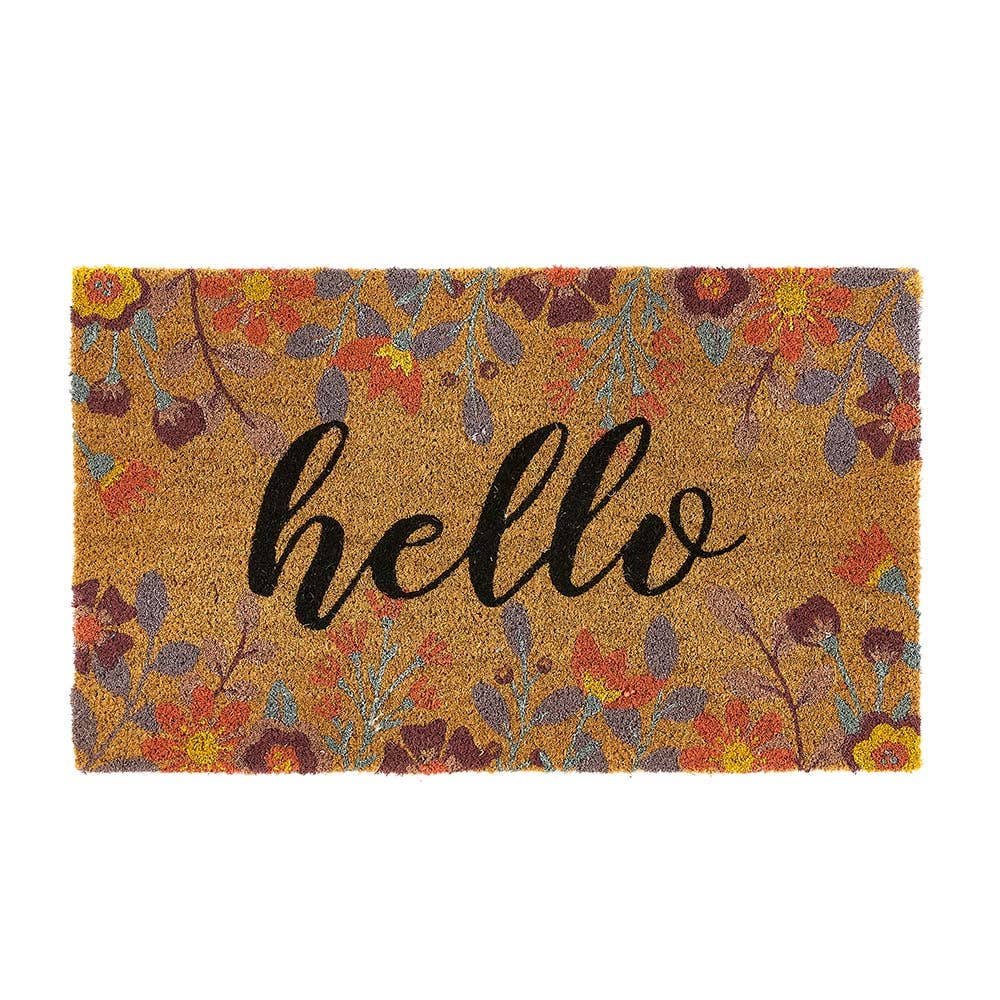 My Mat Printed Coir Floral Hello Doormat: 045x075