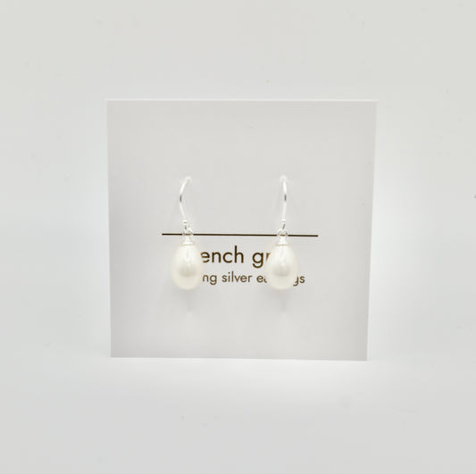 Sterling silver pearl drop earrings - Silver