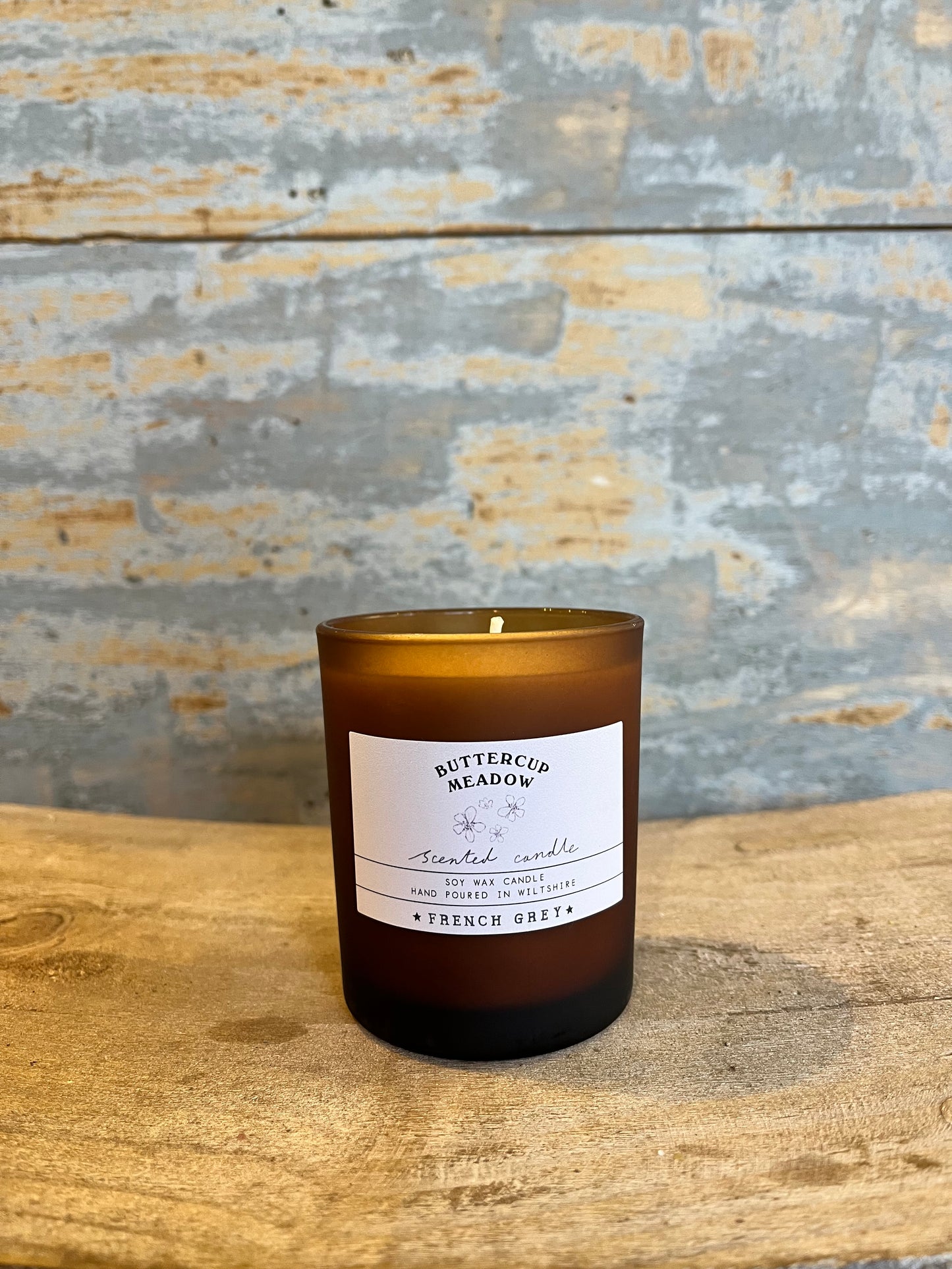 Buttercup Meadow Brown Glass Candle