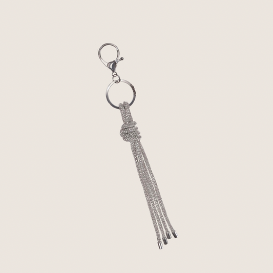Diamond Knotted Bag Charm - Silver