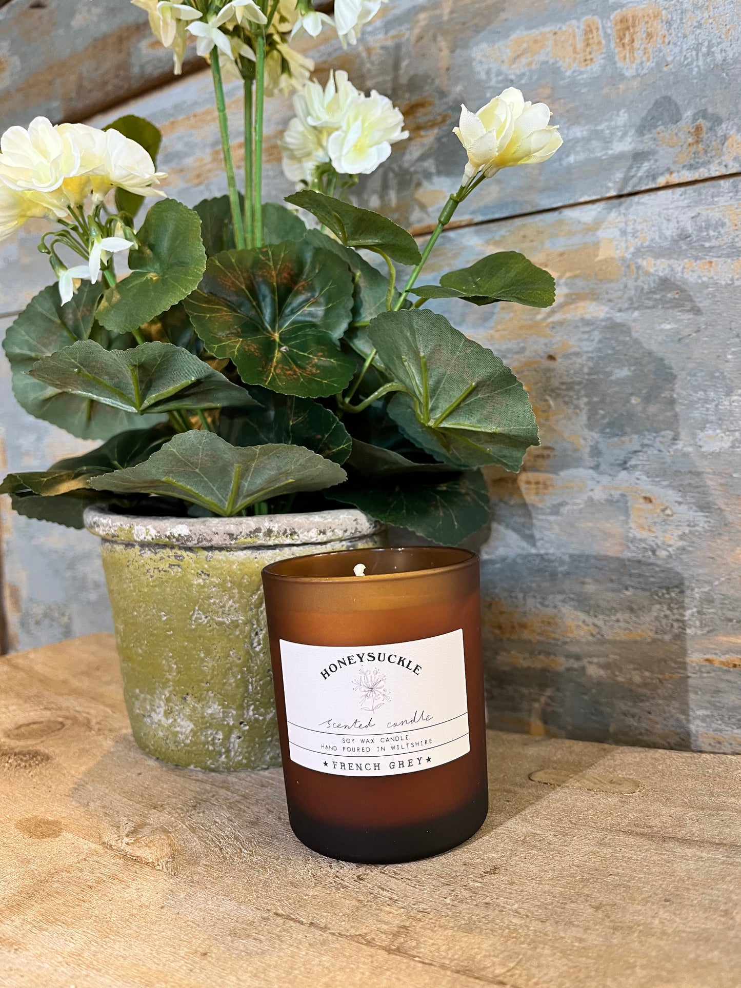 Honeysuckle Brown Glass Candle