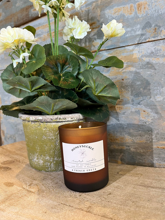 Honeysuckle Brown Glass Candle