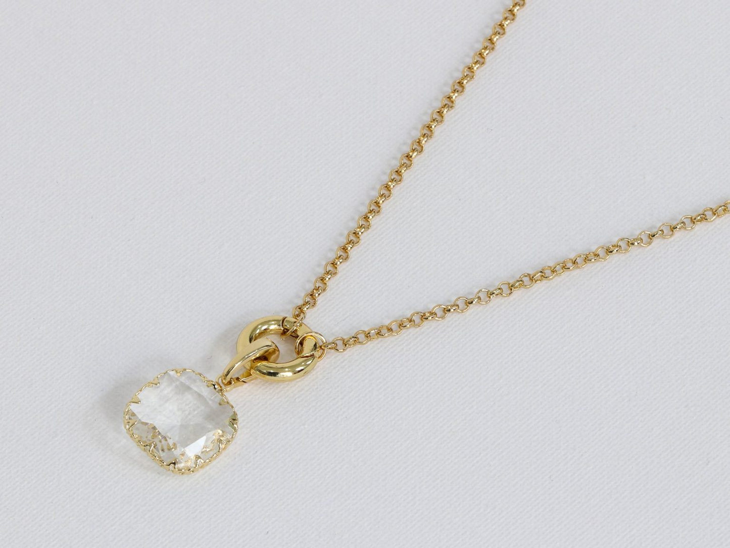 Aura Mini Allure Stone Cut Plated Brass Belcher Chain Necklace With Lock