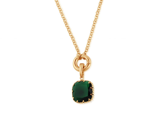 Aura Mini Allure Stone Cut Plated Brass Belcher Chain Necklace With Lock