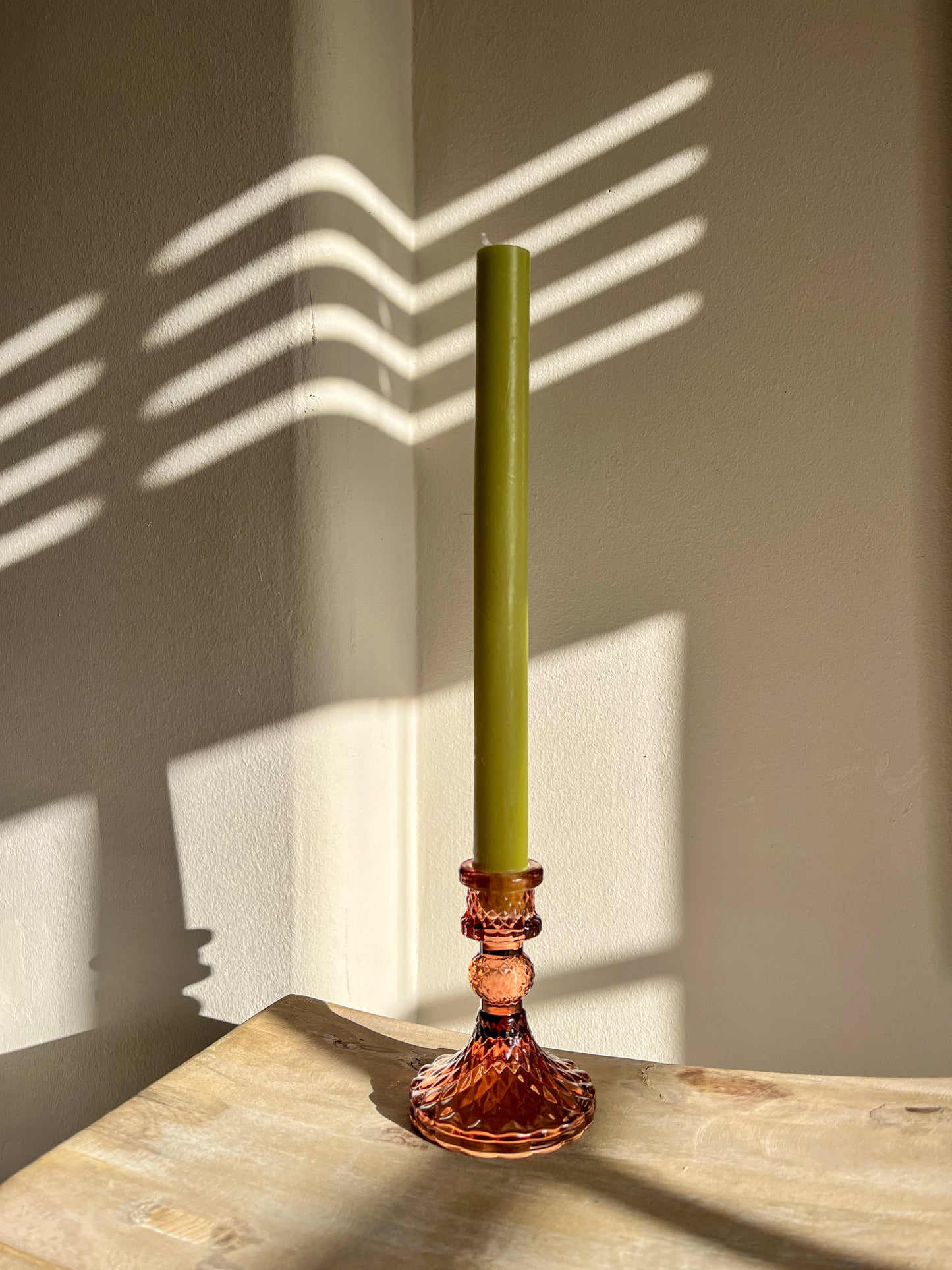 Glass Candle Stick Holder - Red