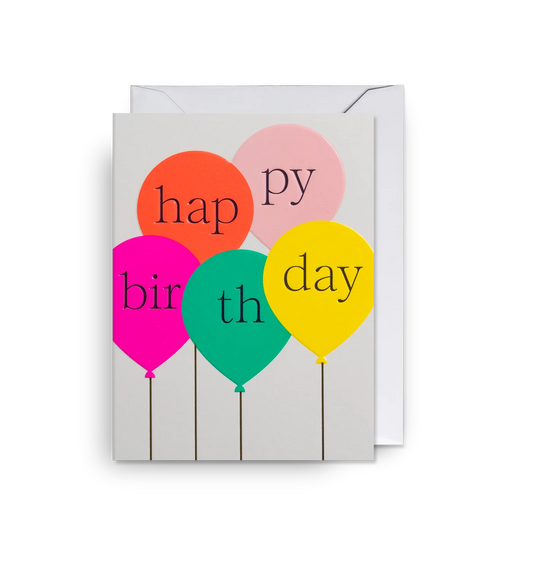 Happy Birthday Neon Balloons Mini Card