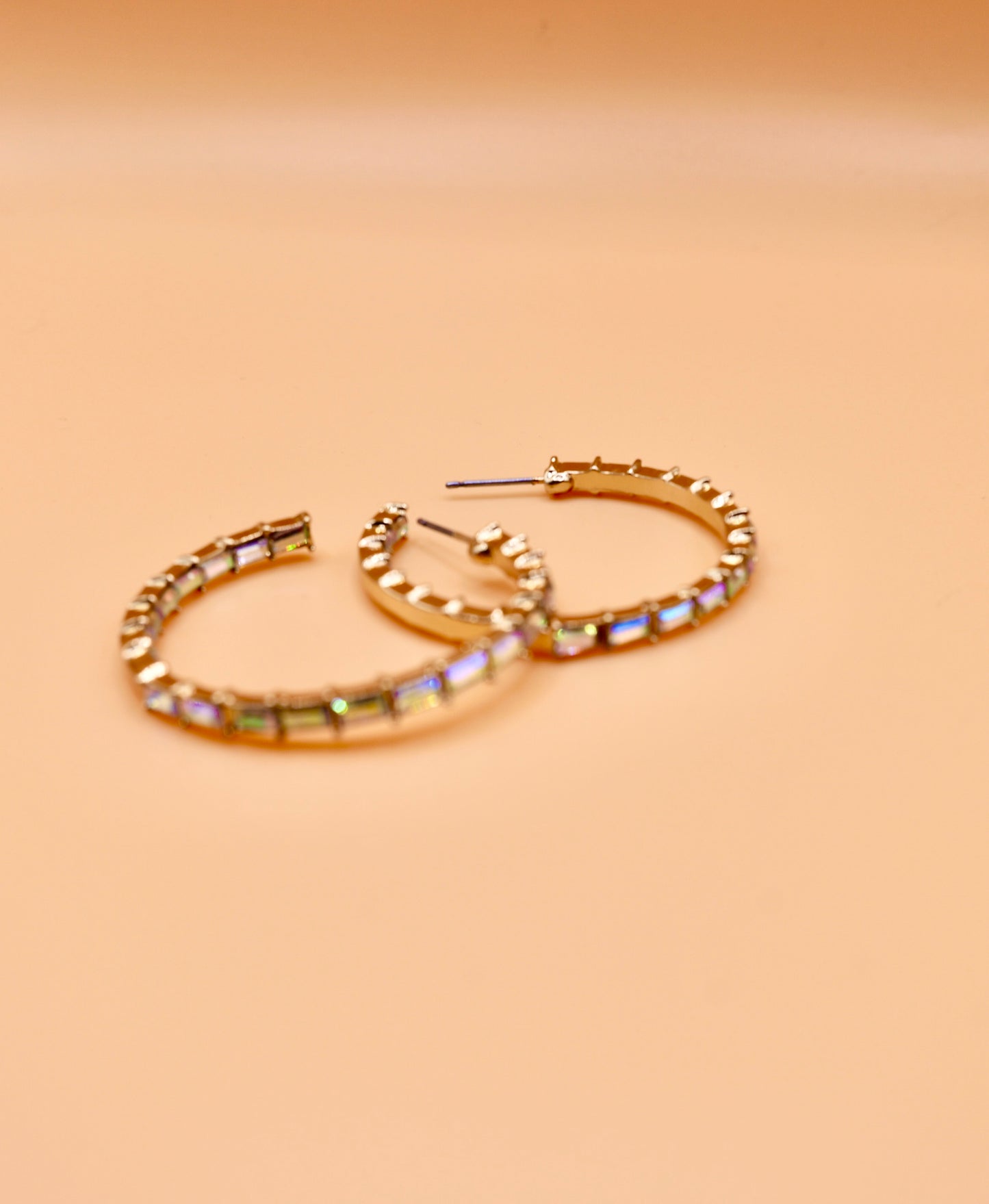 "Ella" Iridescent stone hoop - Gold