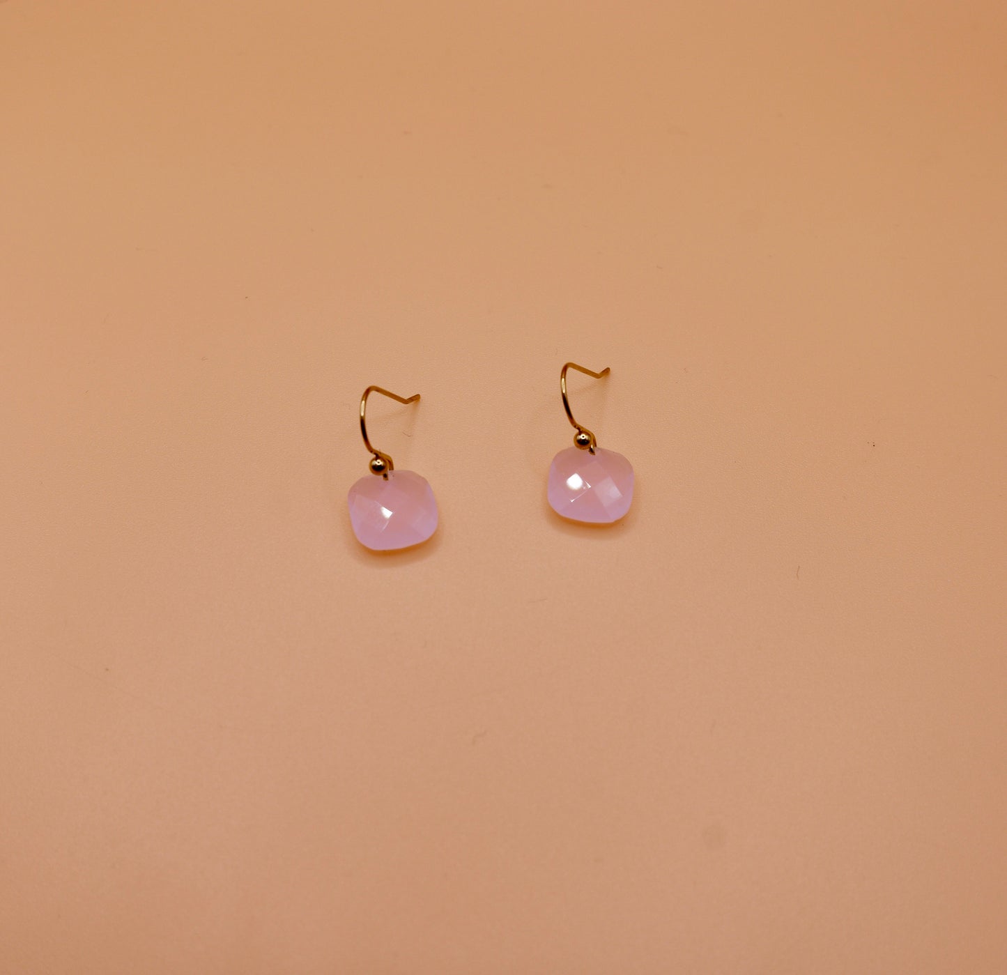 Light pink stone drop Earrings - Gold