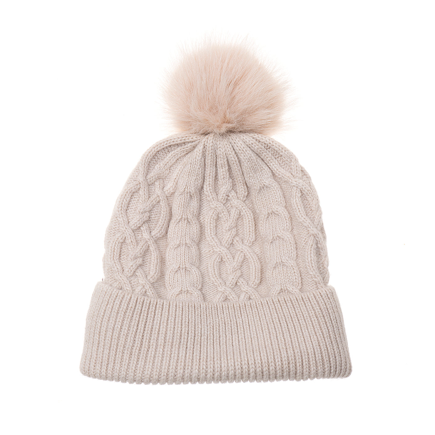 Knitted Bobble Hat - Linen