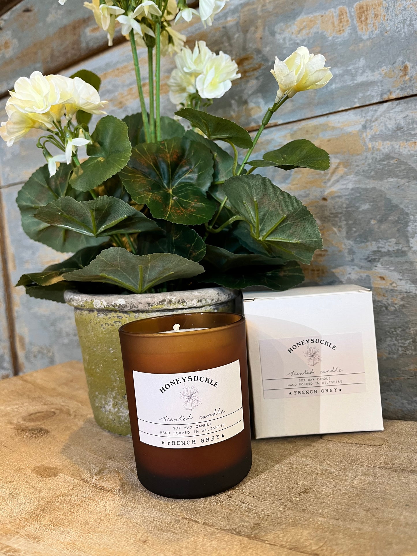 Honeysuckle Brown Glass Candle