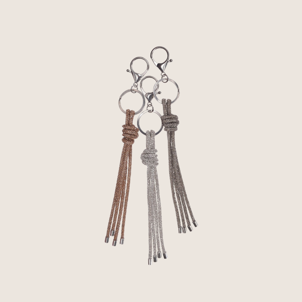 Diamond Knotted Bag Charm - Gun Metal