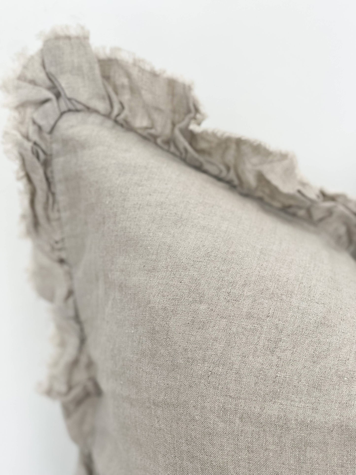 Hallie Ruffled Linen Cushion Cover – Natural Beige: 45 x 45 cm