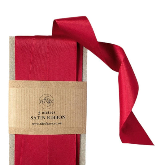 Rich RED Luxury Double Faced Satin Silk Ribbon, 25mm x 3M