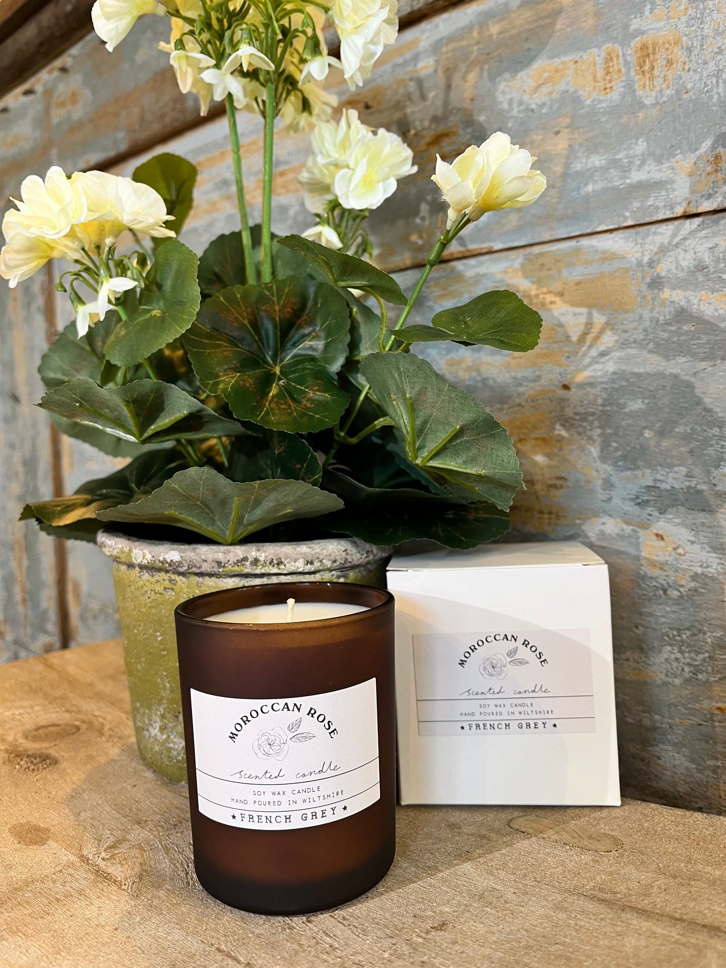 Moroccan Rose Brown Glass Candle