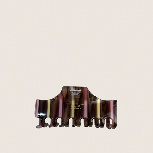 Stripe Claw Hair Clip - Tortoise Pink & Yellow