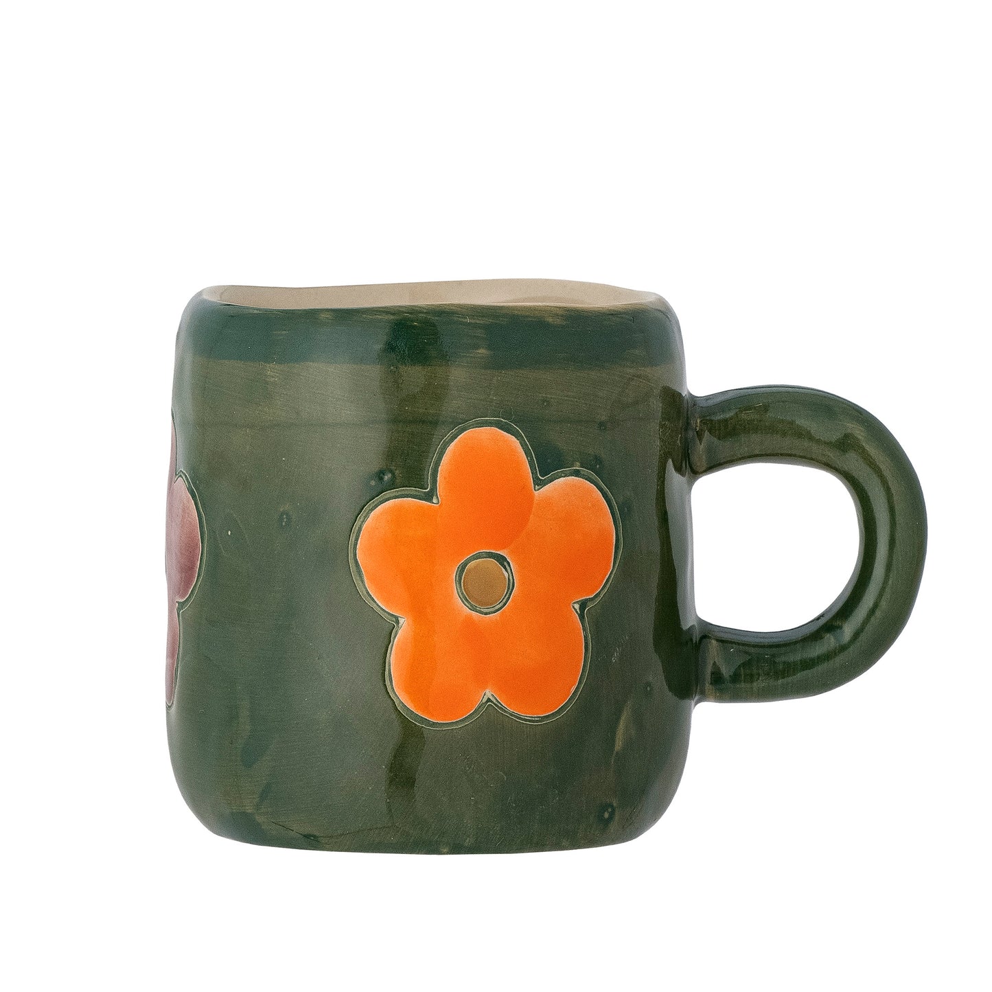 Addy Cup, Stoneware - Green Flora