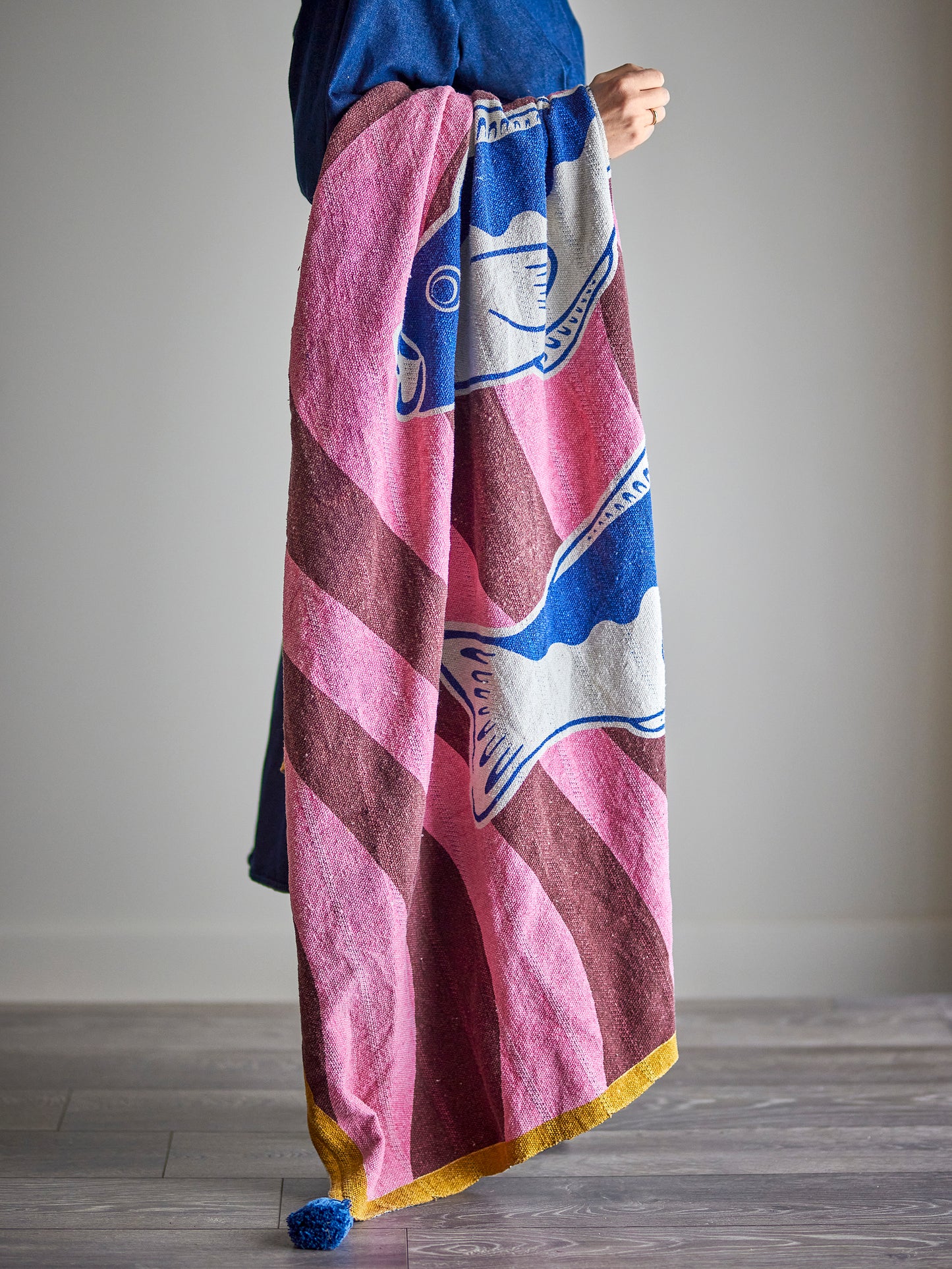 Fish Print Throw, Recycled Cotton