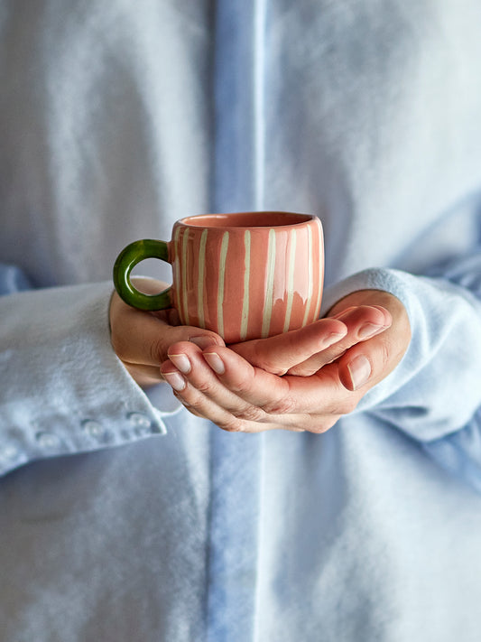 Nini Espresso Cup, Stoneware - Rose Stripe