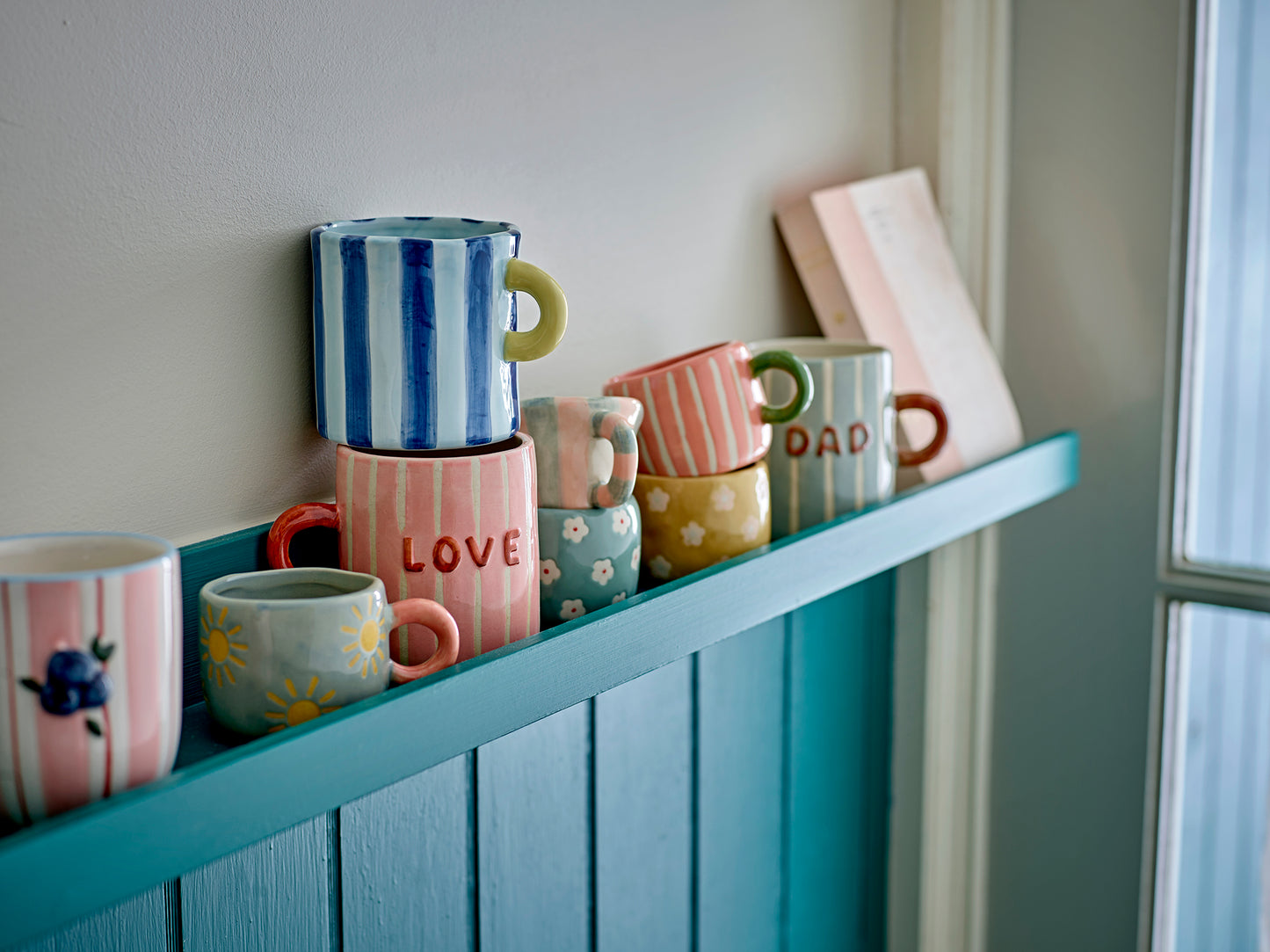 Nini Espresso Cup, Stoneware - Rose Stripe