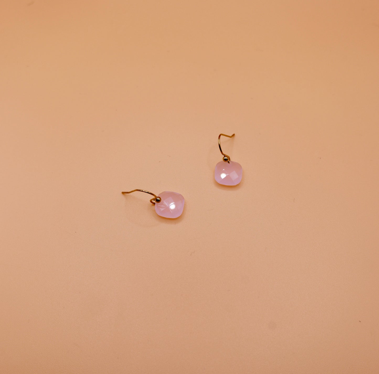 Light pink stone drop Earrings - Gold