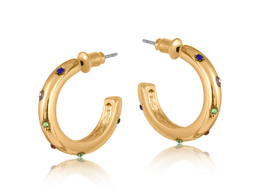 Ginette Rainbow Stones Small Hoop Earrings