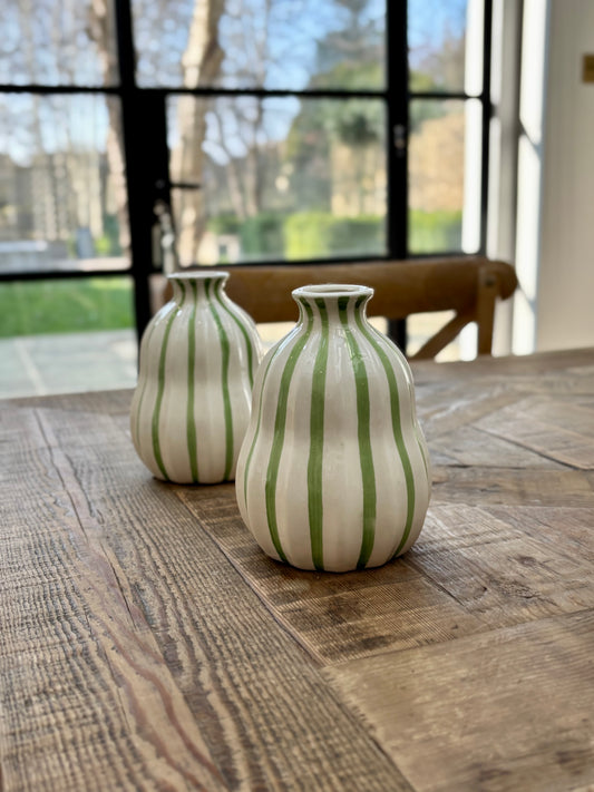 Wobbly Vase - Green striped