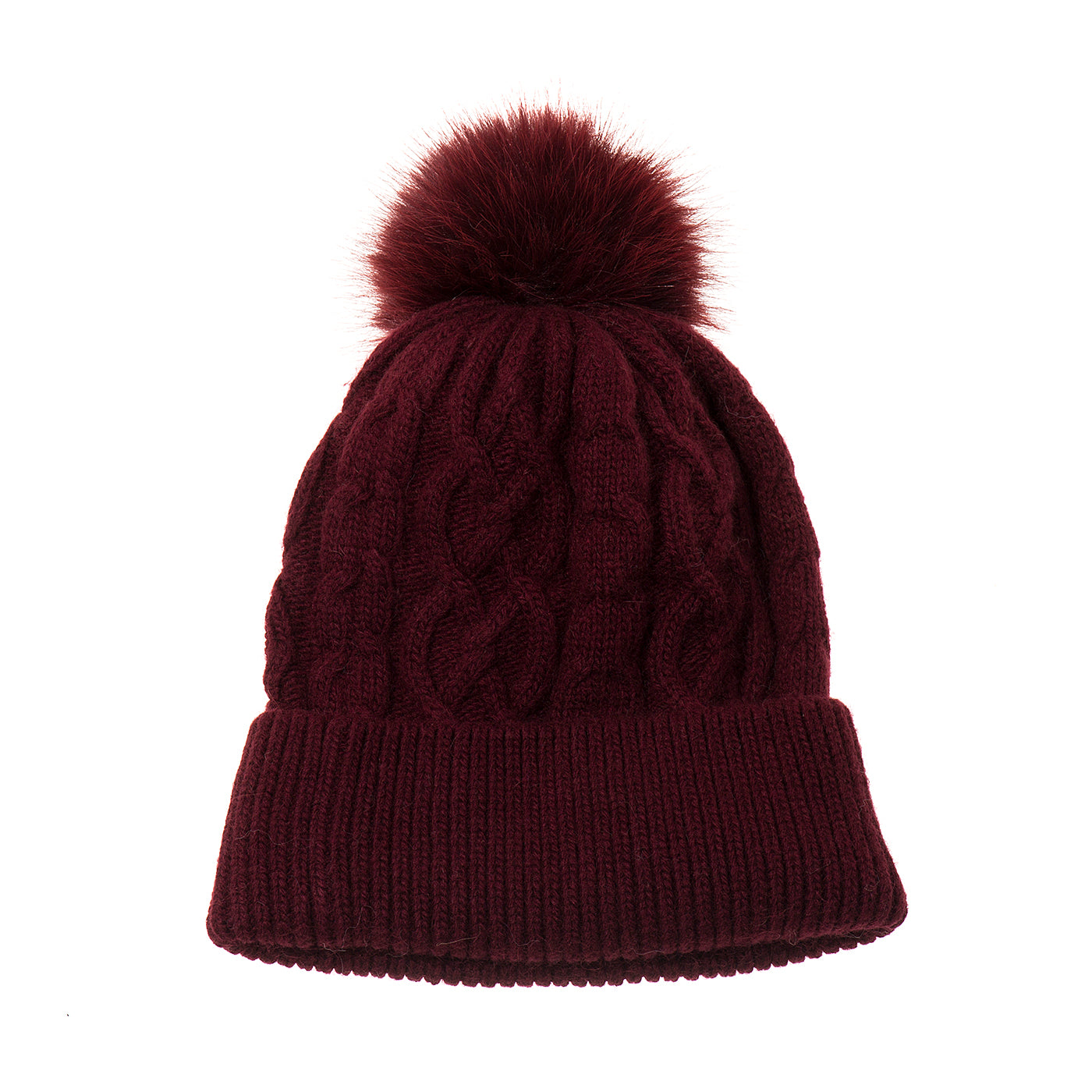 Knitted Bobble Hat - Berry
