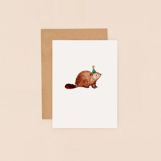 Beaver party hat Mini Card