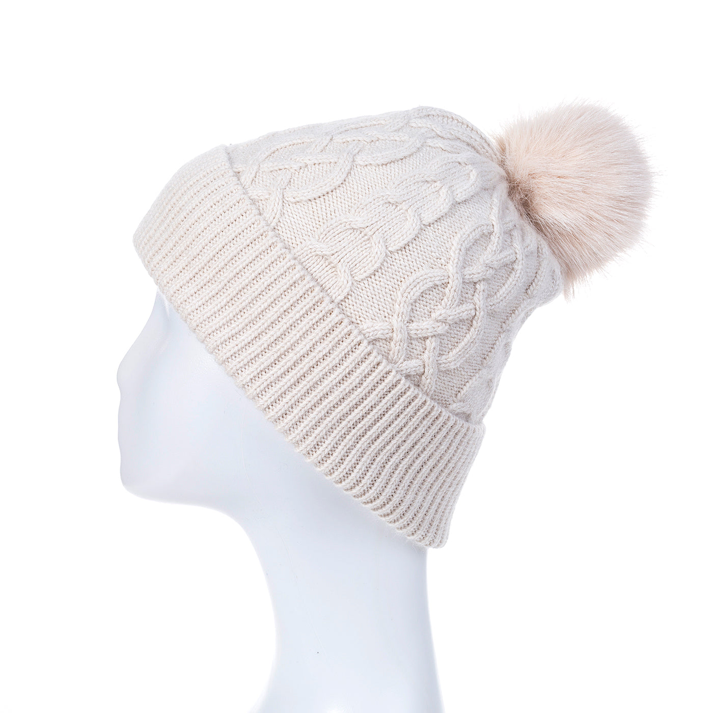 Knitted Bobble Hat - Linen