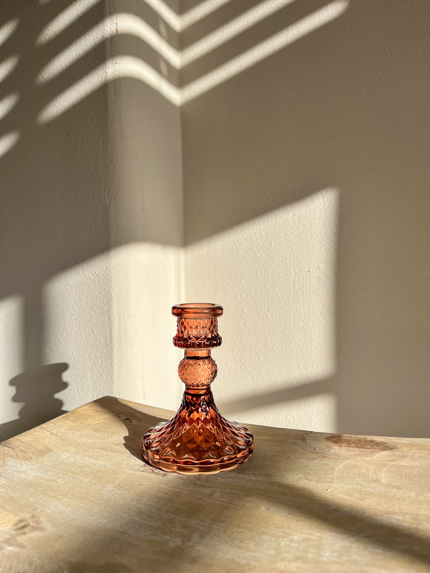 Glass Candle Stick Holder - Red