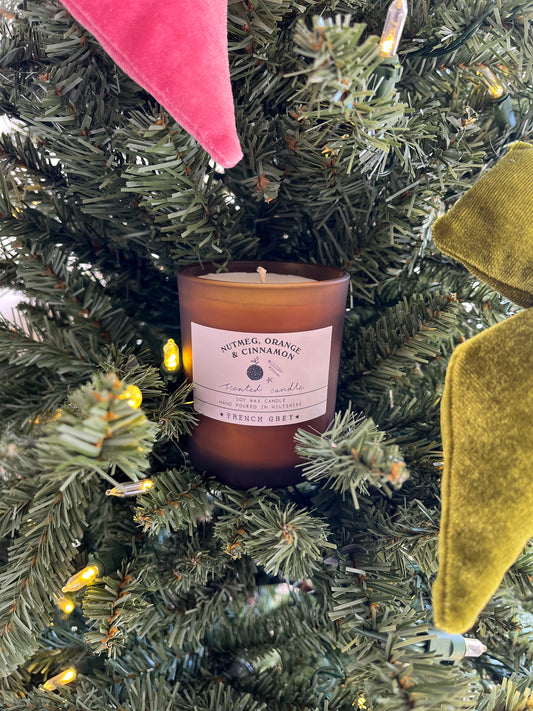 Nutmeg, Orange & Cinnamon Brown Glass Candle