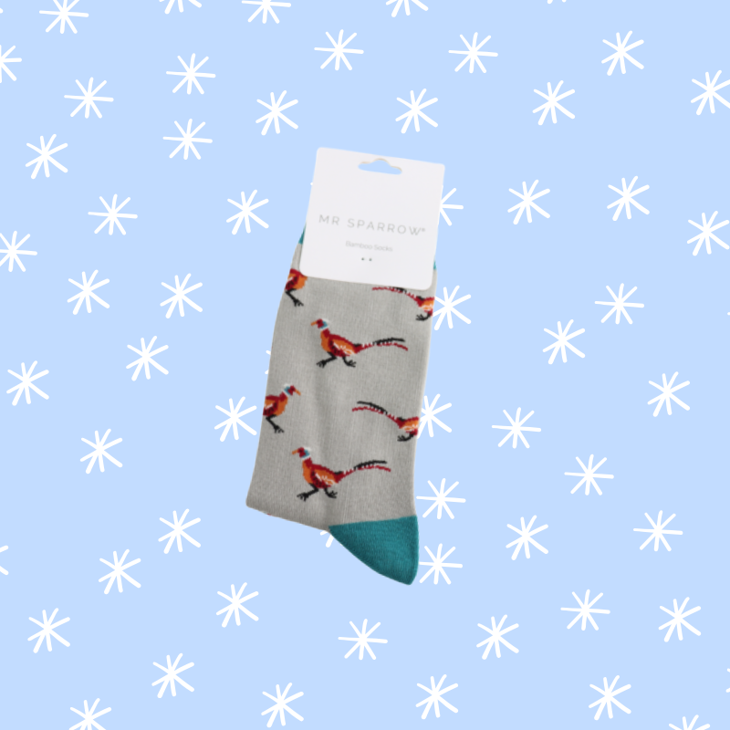 Pheasants Bamboo Socks - Grey