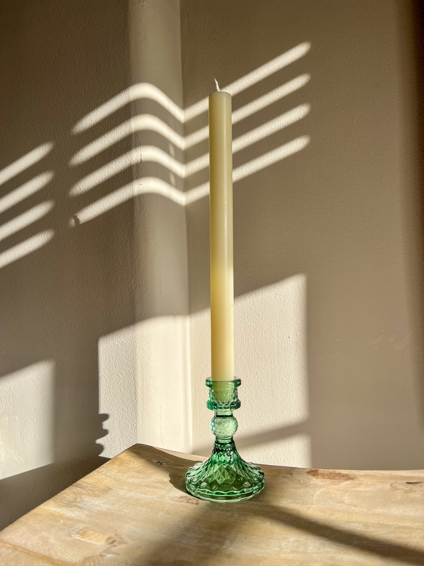 Glass Candle Stick Holder - Green