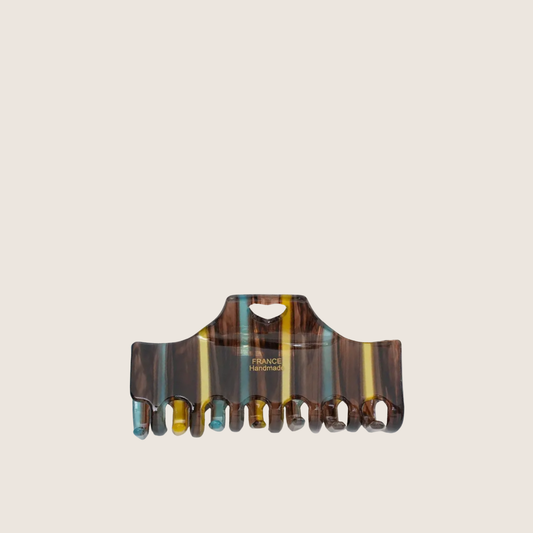 Stripe Claw Hair Clip - Tortoise Blue & Yellow
