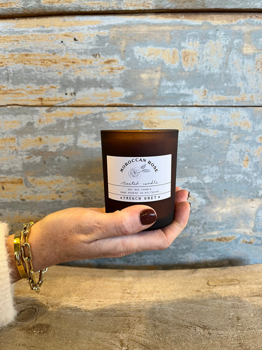 Moroccan Rose Brown Glass Candle