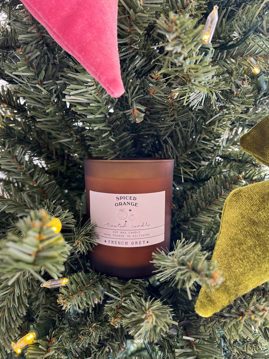 Spiced Orange Brown Glass Candle