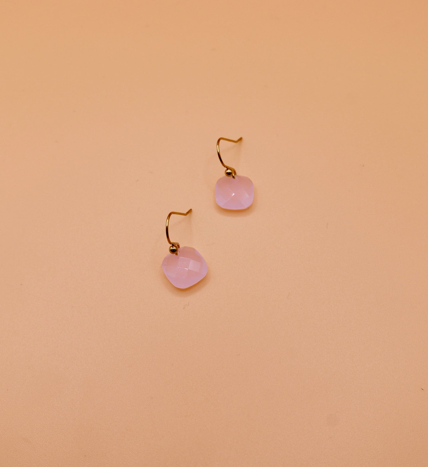 Light pink stone drop Earrings - Gold