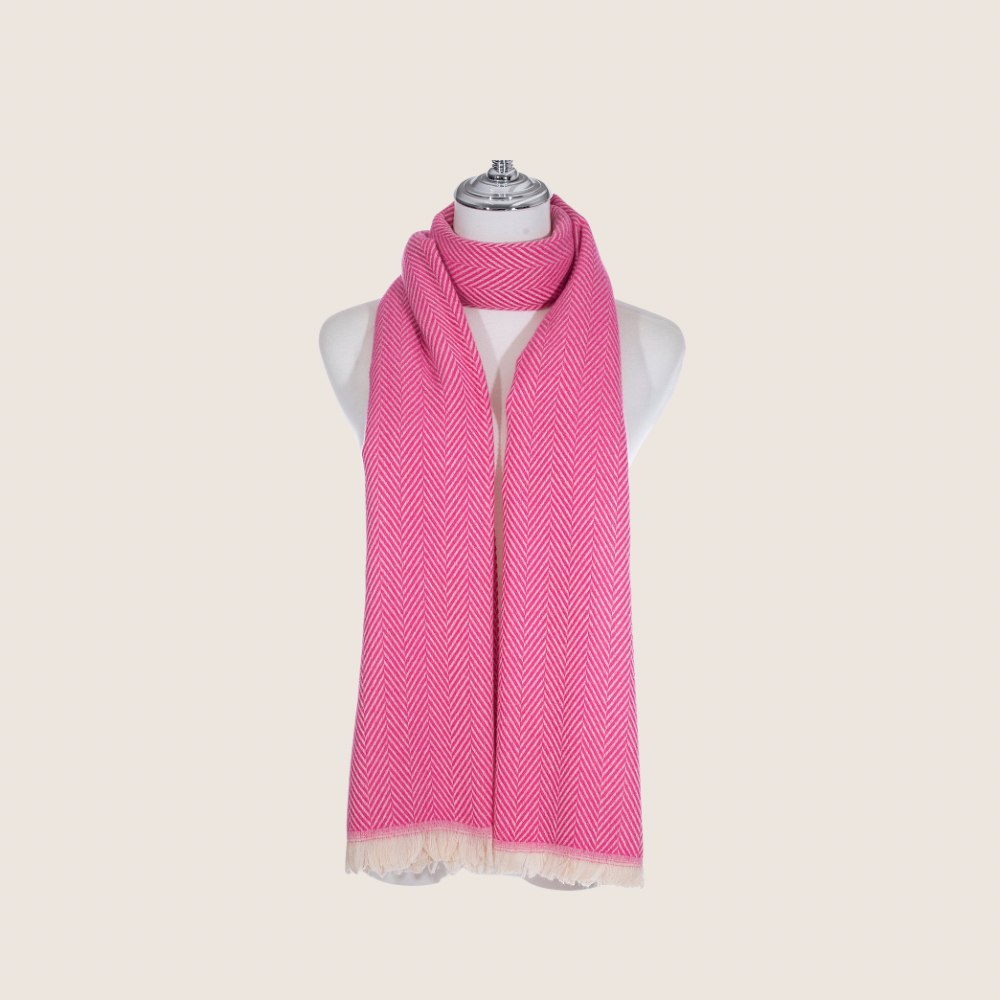 Luxe Herringbone Scarf - Hot Pink