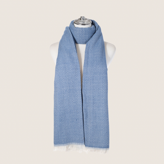 Luxe Herringbone Scarf - China Blue
