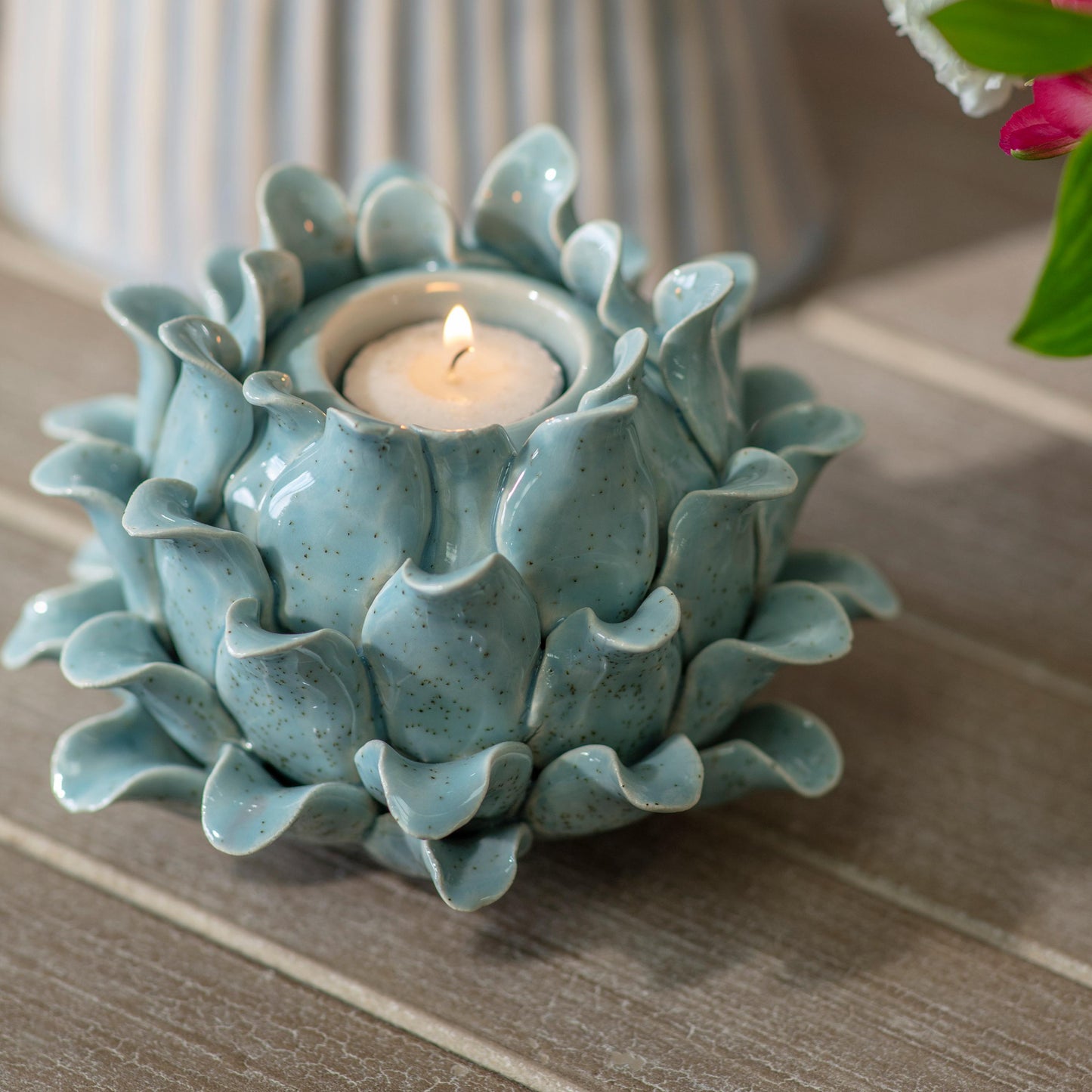Tresco Sage Petal Candle Holder