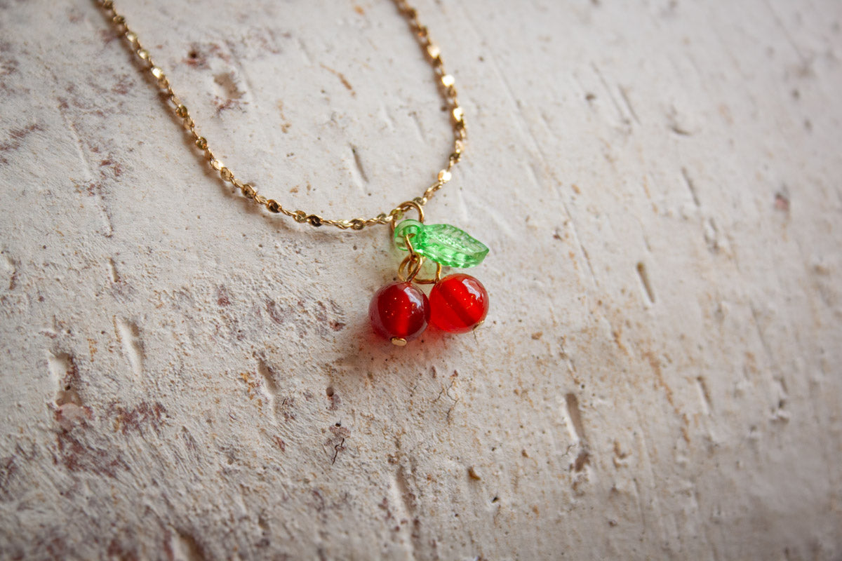 Cherry Pendant Necklace - Gold