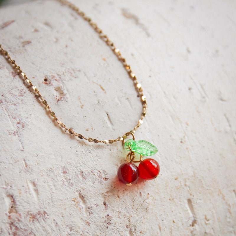 Cherry Pendant Necklace - Gold