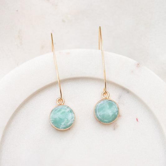 'Alex' Turquoise Drop Earrings - Gold