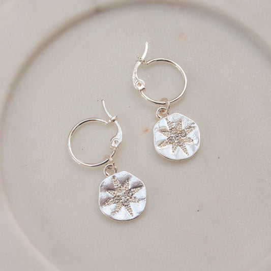 Celena Encrusted Stars Earrings - Silver