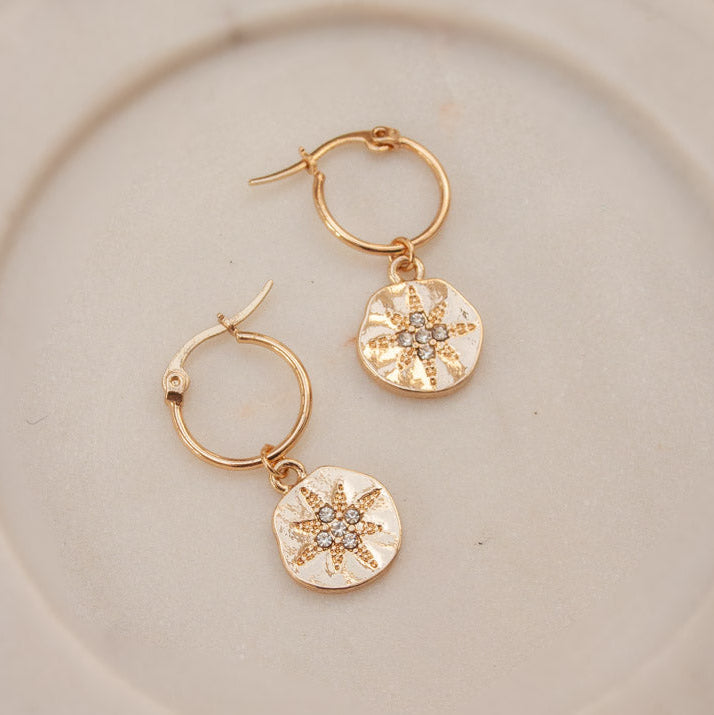 Celena Encrusted Stars Earrings - Gold