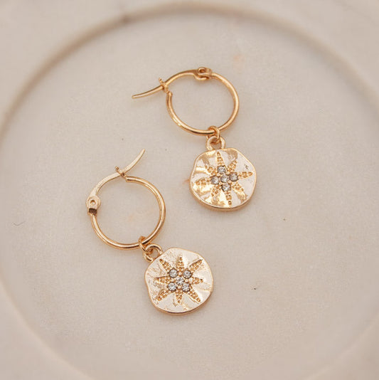 Celena Encrusted Stars Earrings - Gold