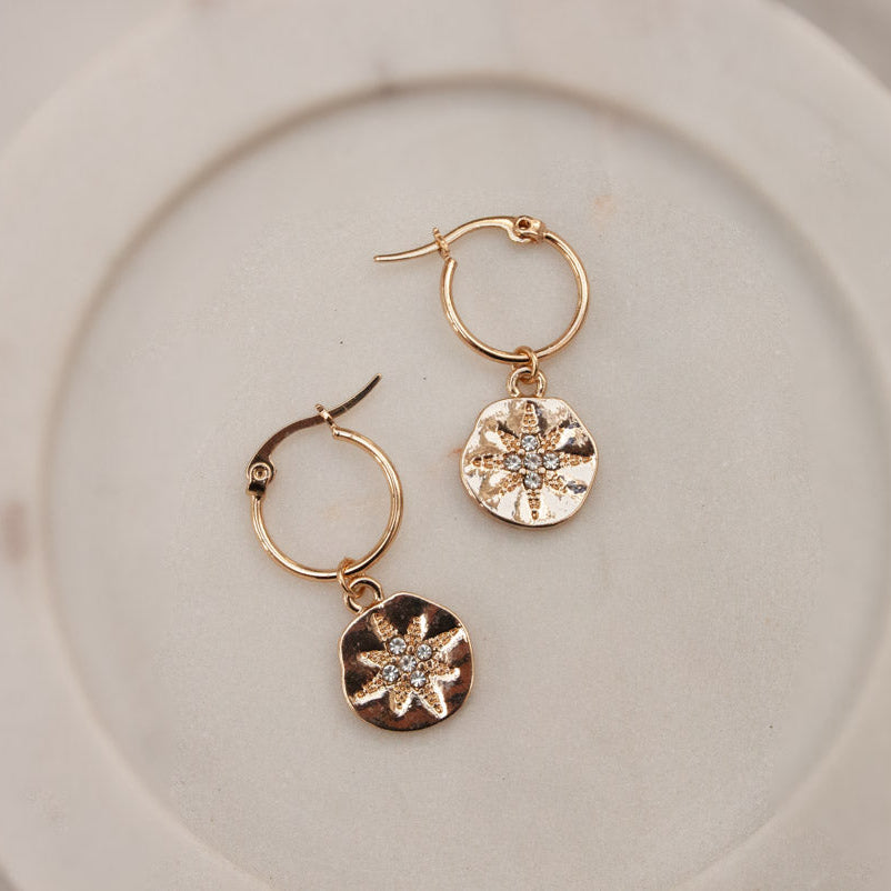 Celena Encrusted Stars Earrings - Gold