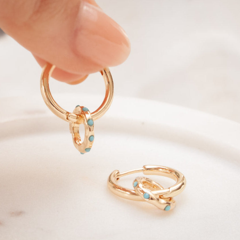 Mallorca Small Huggie Earrings - Blue
