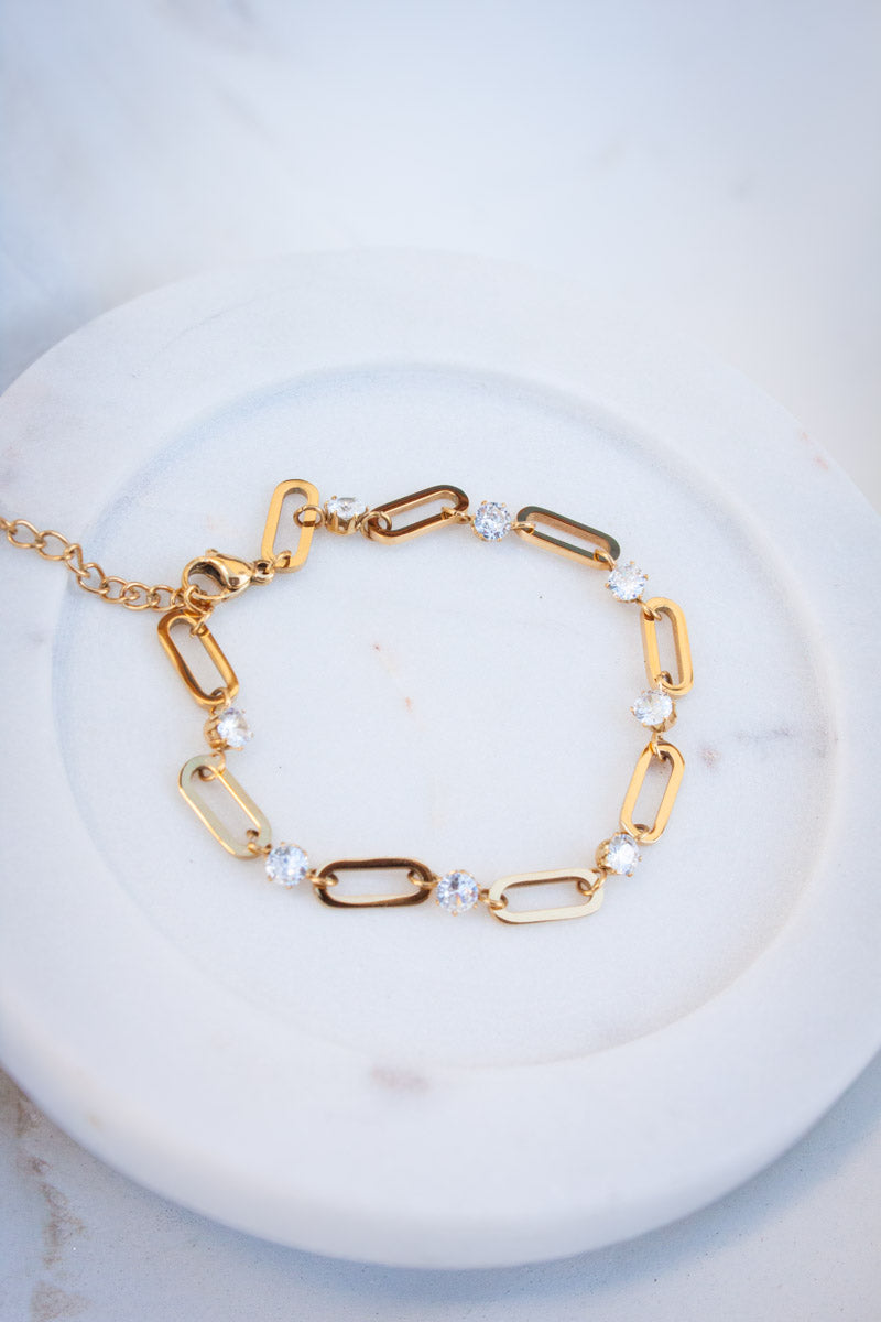 Crystal Link Bracelet - Gold